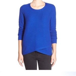 MADEWELL Sweater Royal Blue Textured Waffle Knit Criss Cross Hem Sweater